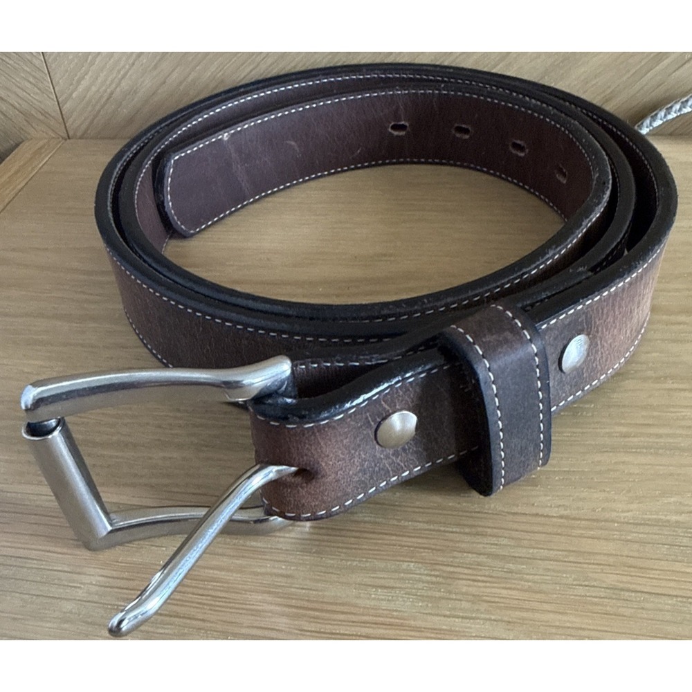 Hanks Belts Men's 46 Model 2865 Genuine Full Grain Leather Brown Made In USA - Picture 1 of 10